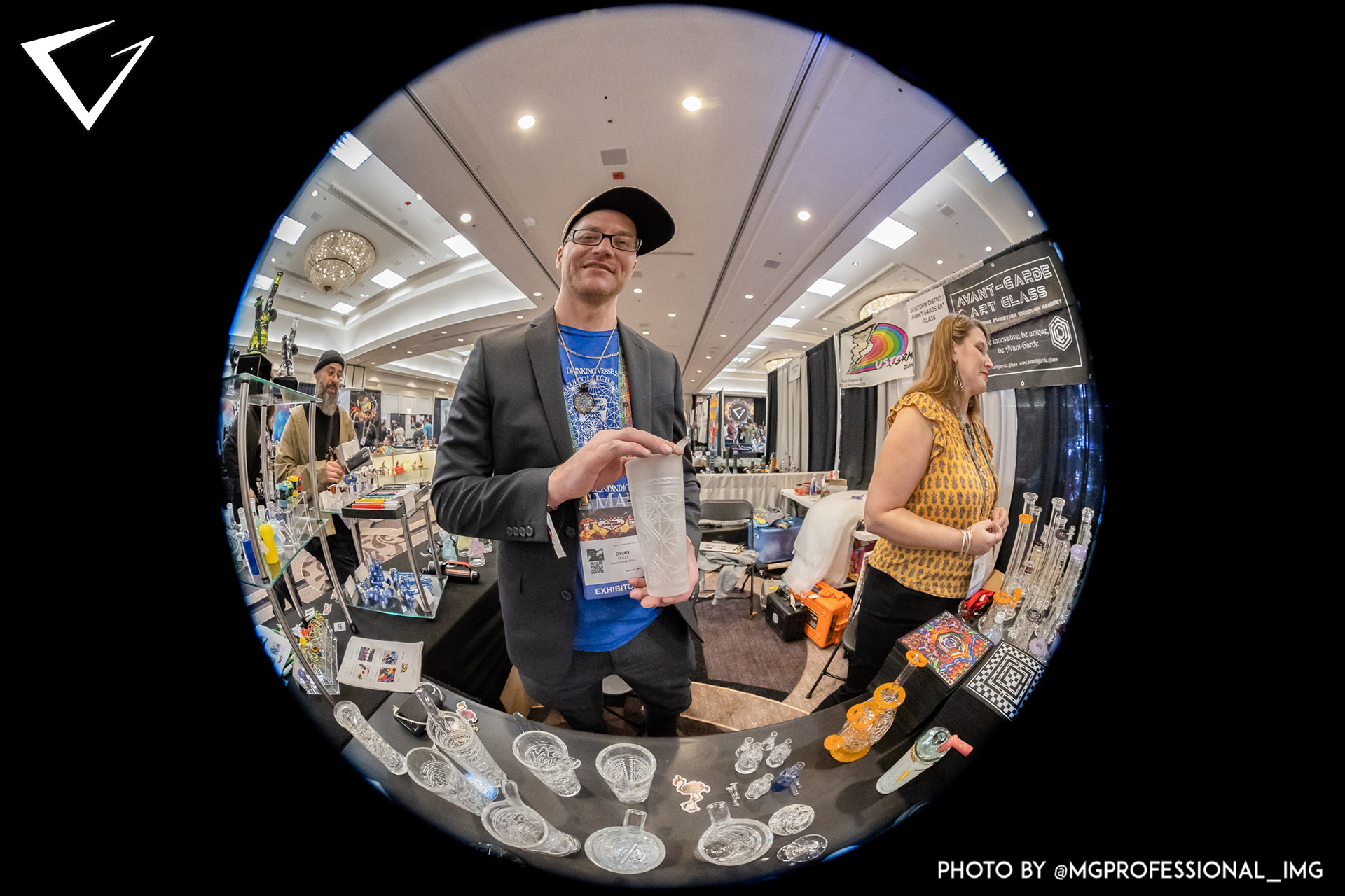 Artist Showing Glass on Show Floor